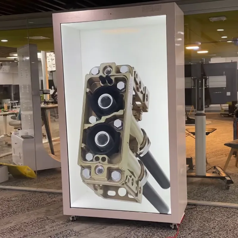 3D engineering component visualised through a HoloBox911 holographic display.