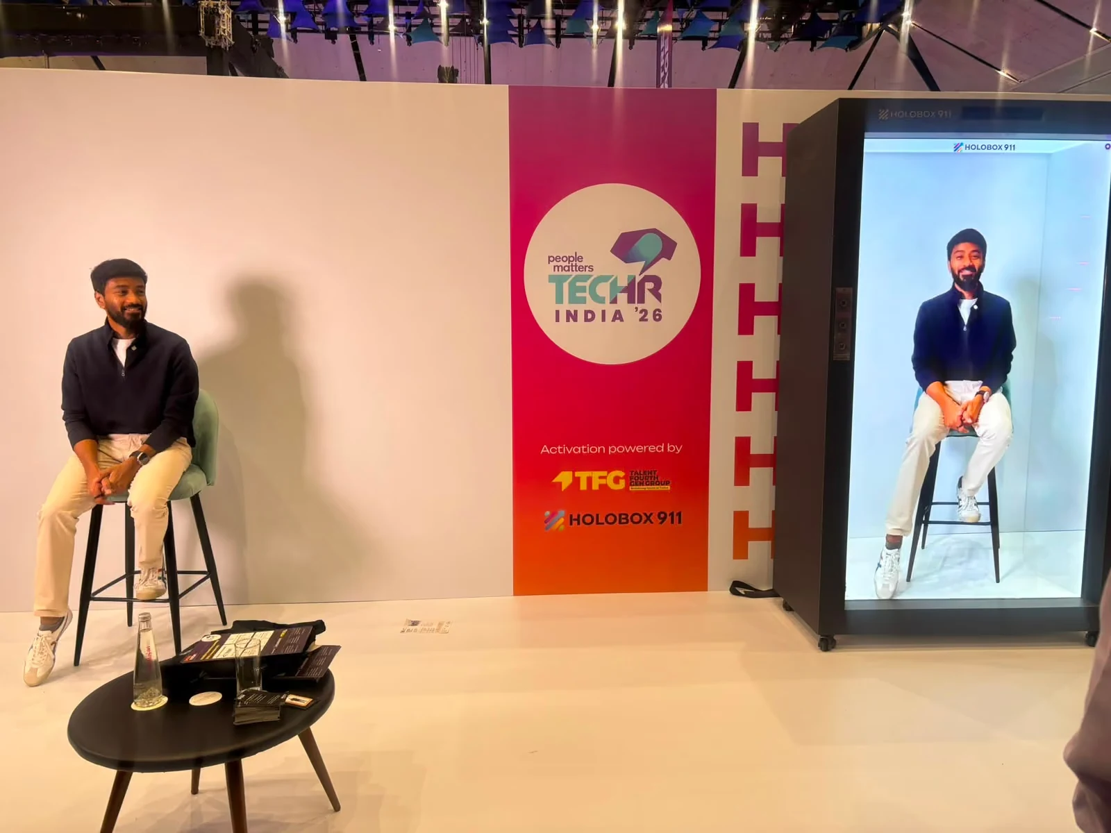 Vaibhav Sisinty of GrowthSchool beamed in live to a HoloBox911 display